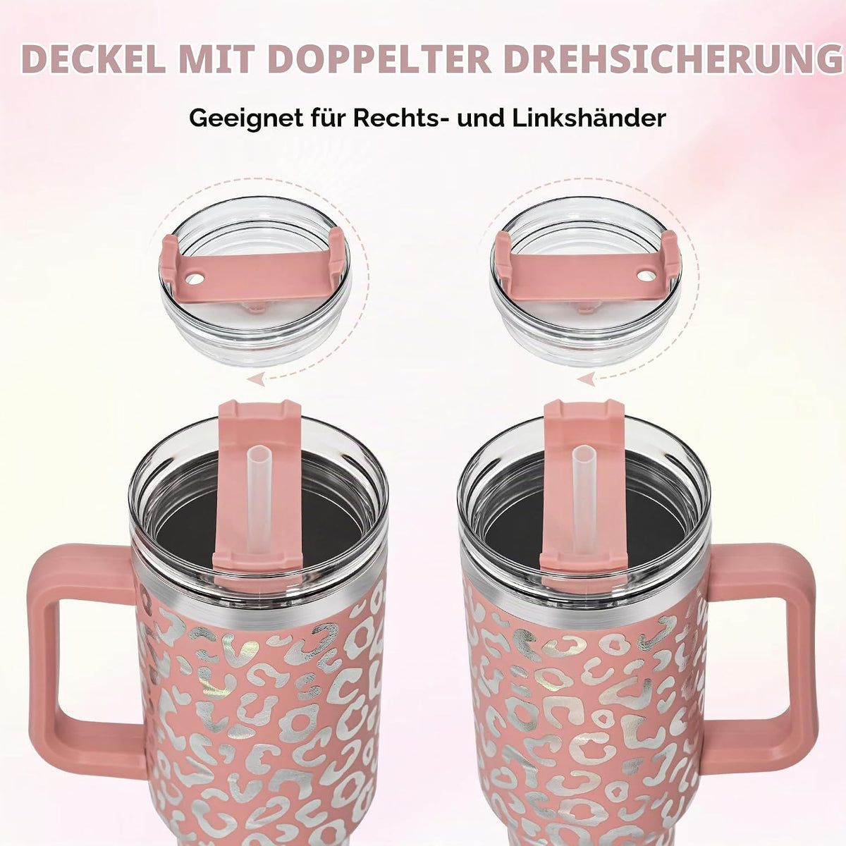 VELAI Thermal Mug with Straw, Handle and 2 Lids, 1.2 L