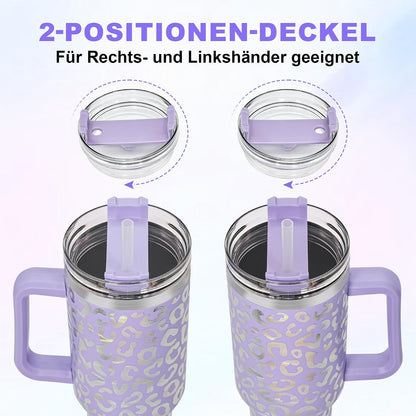 VELAI Thermal Mug with Straw, Handle and 2 Lids, 1.2 L