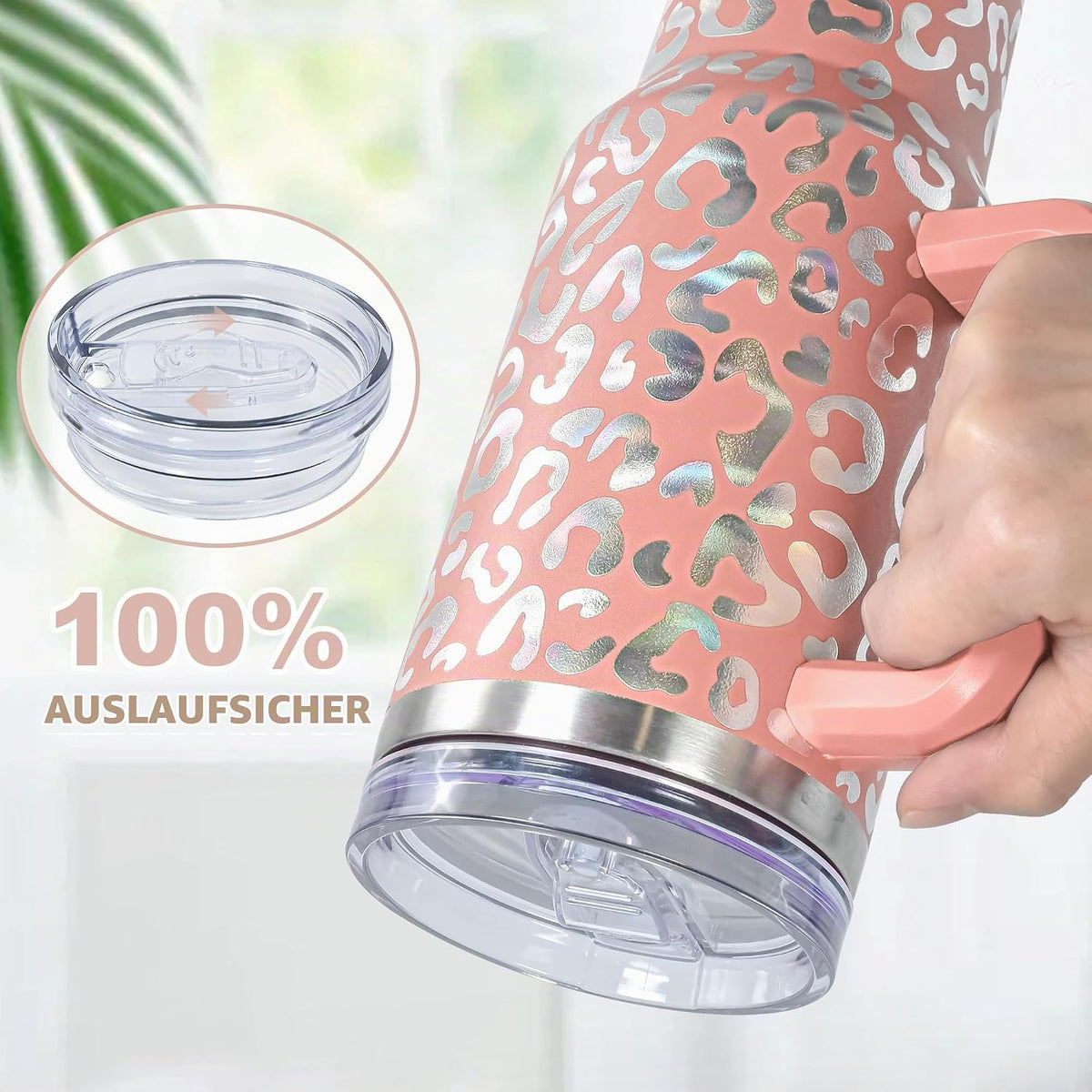 VELAI Thermal Mug with Straw, Handle and 2 Lids, 1.2 L